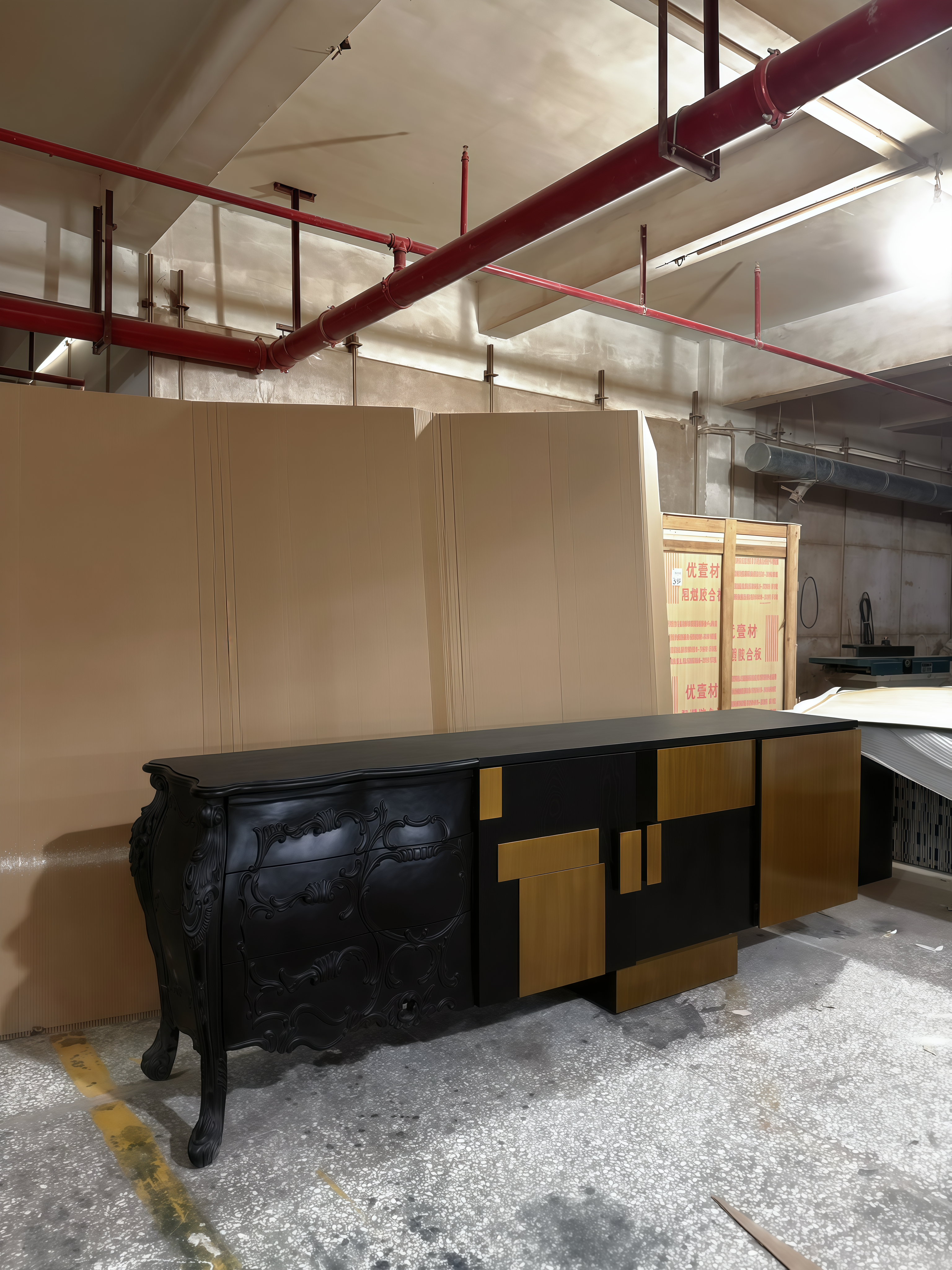 Classical solid wood carved sideboard