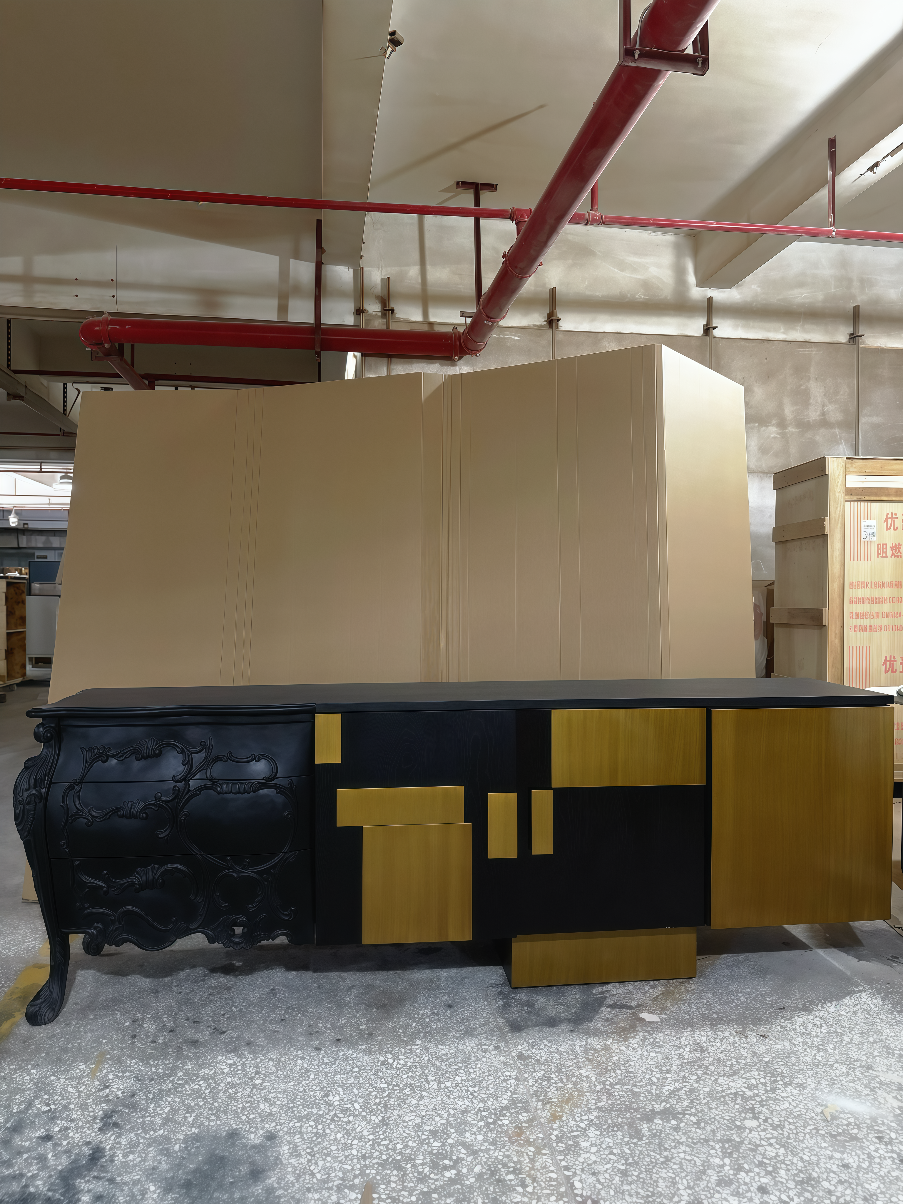 Classical solid wood carved sideboard