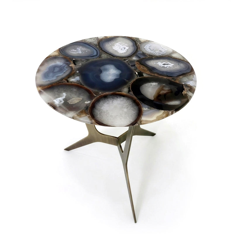 Living Room Luxury Minimalism Stainless Steel Agate Coffee Table