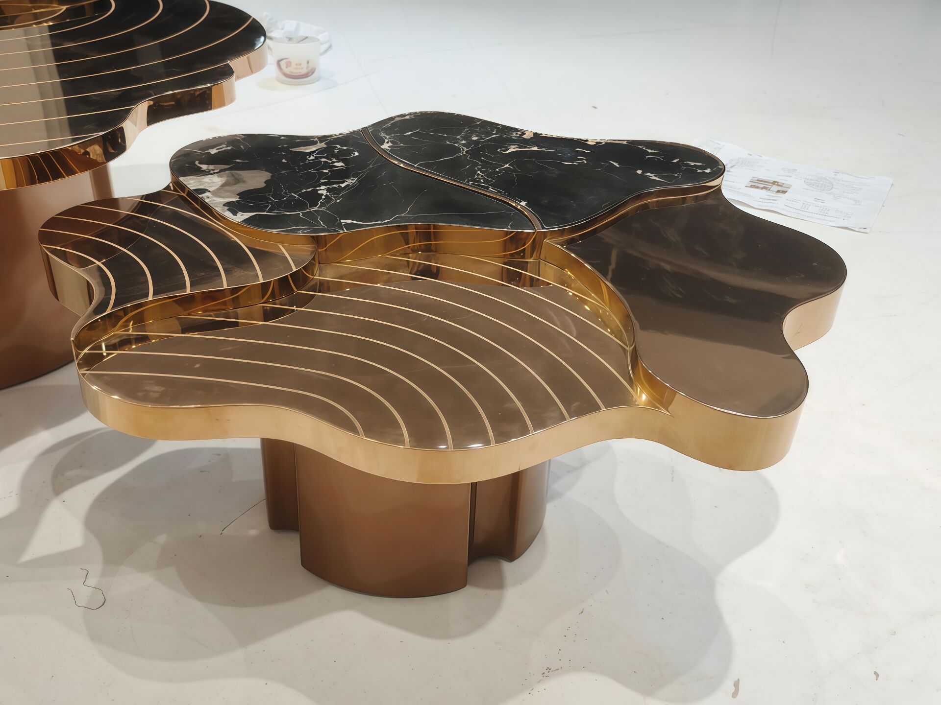 Italian Natural Marble Modern Creativity Stainless Steel Coffee Table
