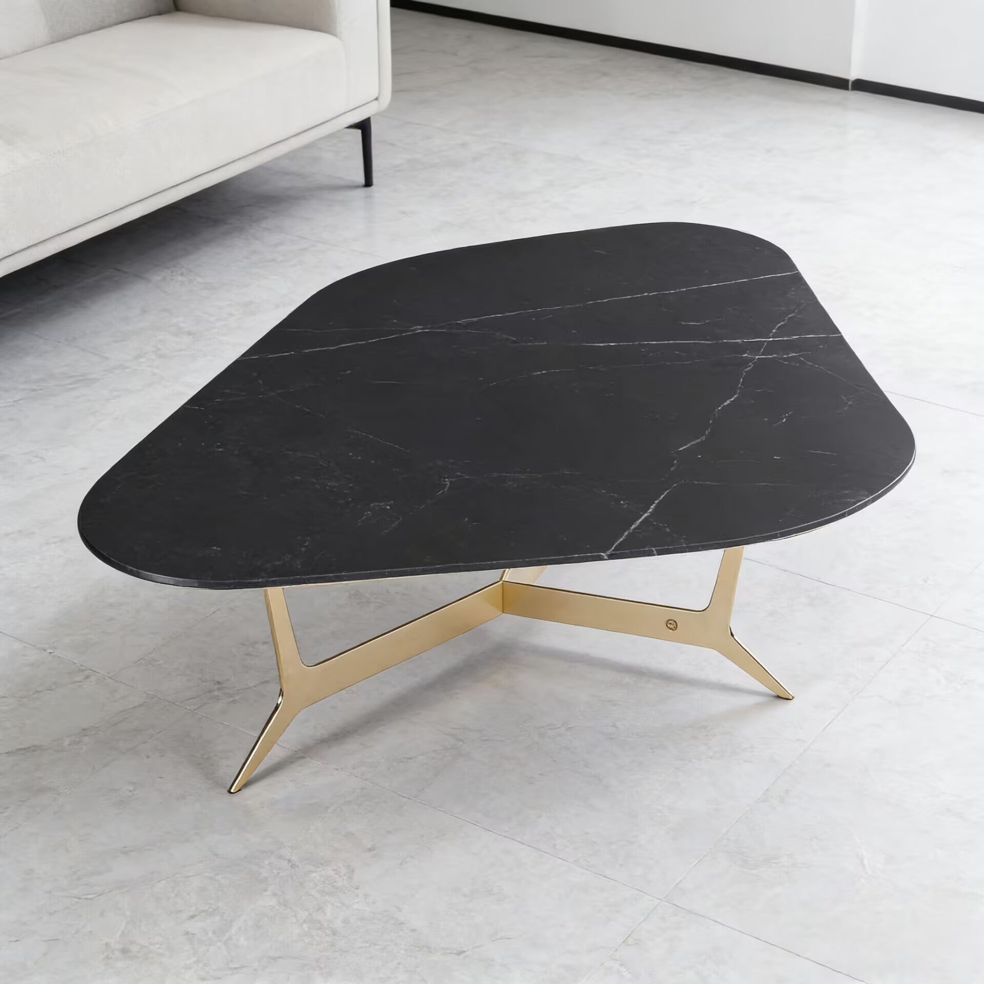 Italian Upscale Stainless Steel Unique Artistic Marble Coffee Table