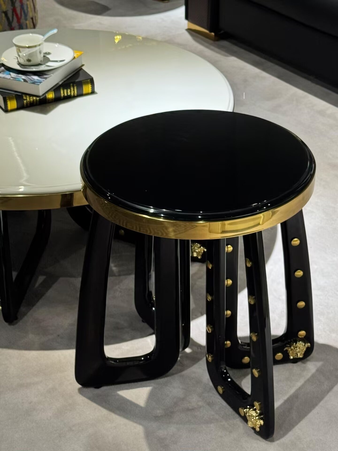 Villa Living Room Creativity Round Marble Combination Coffee Table