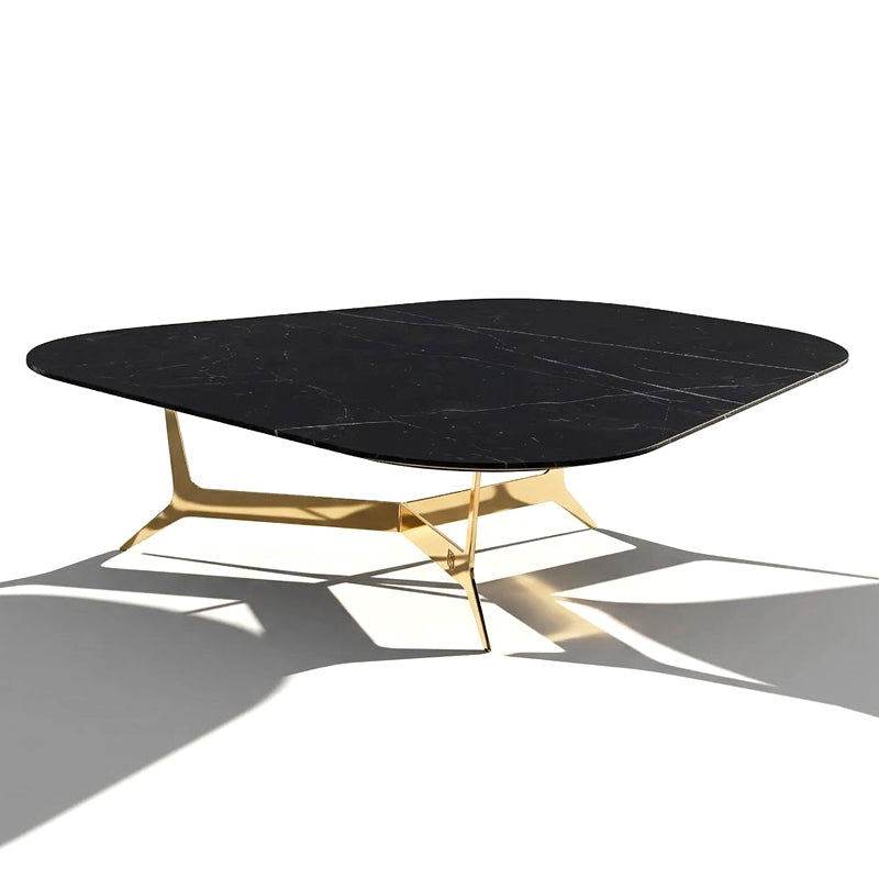 Italian Upscale Stainless Steel Unique Artistic Marble Coffee Table