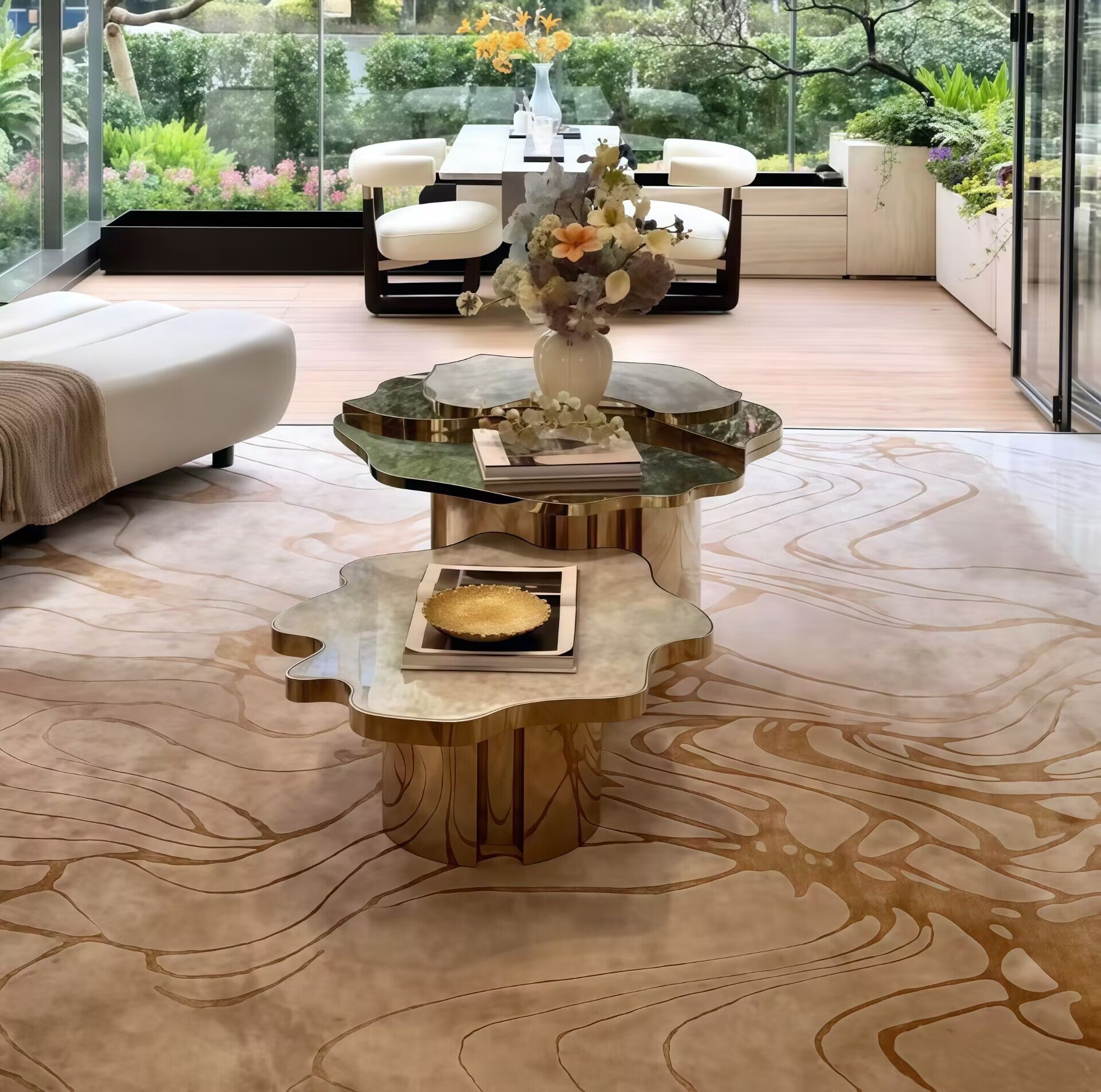 Italian Natural Marble Modern Creativity Stainless Steel Coffee Table