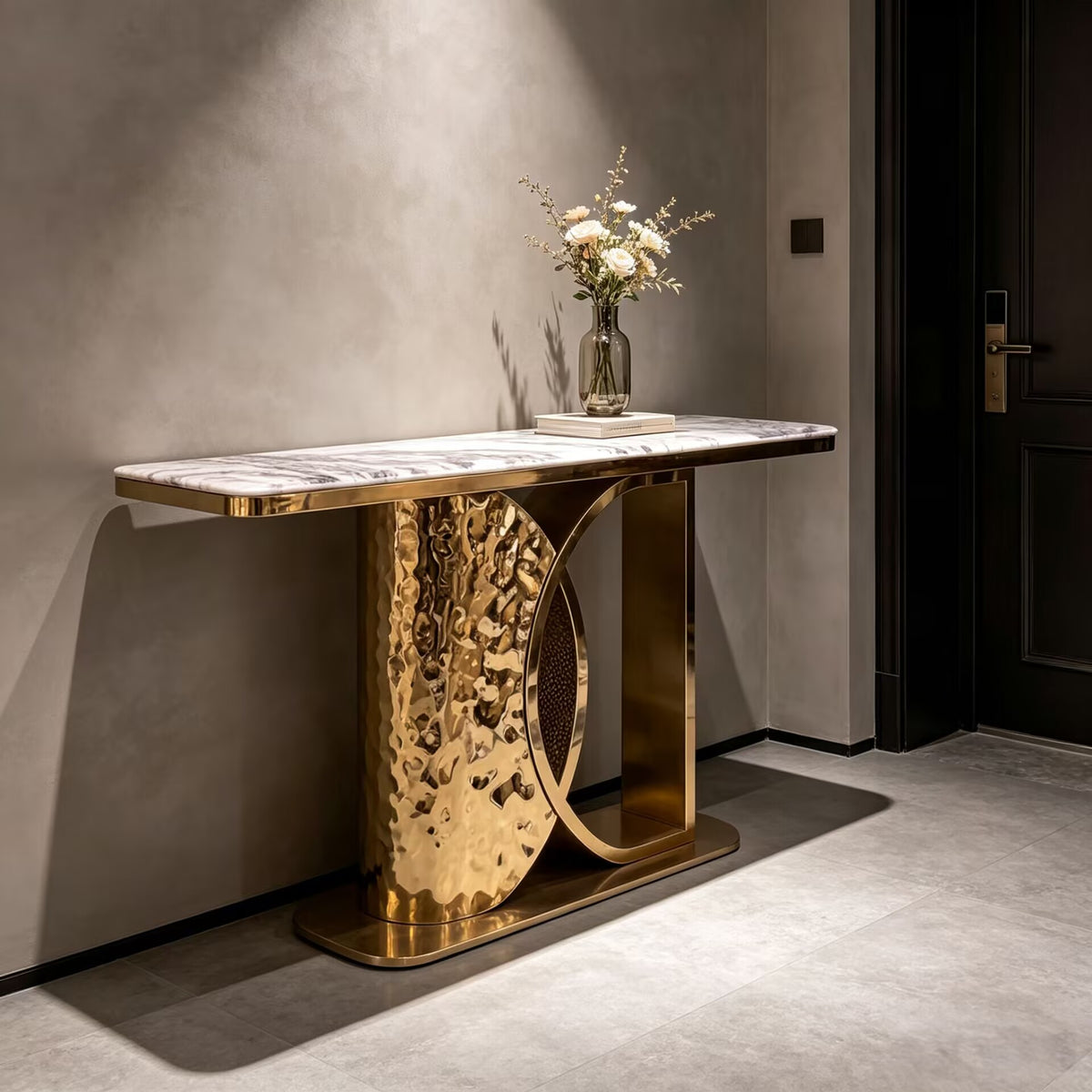 Living Room High-Quality Art Stainless Steel Natural Marble Console
