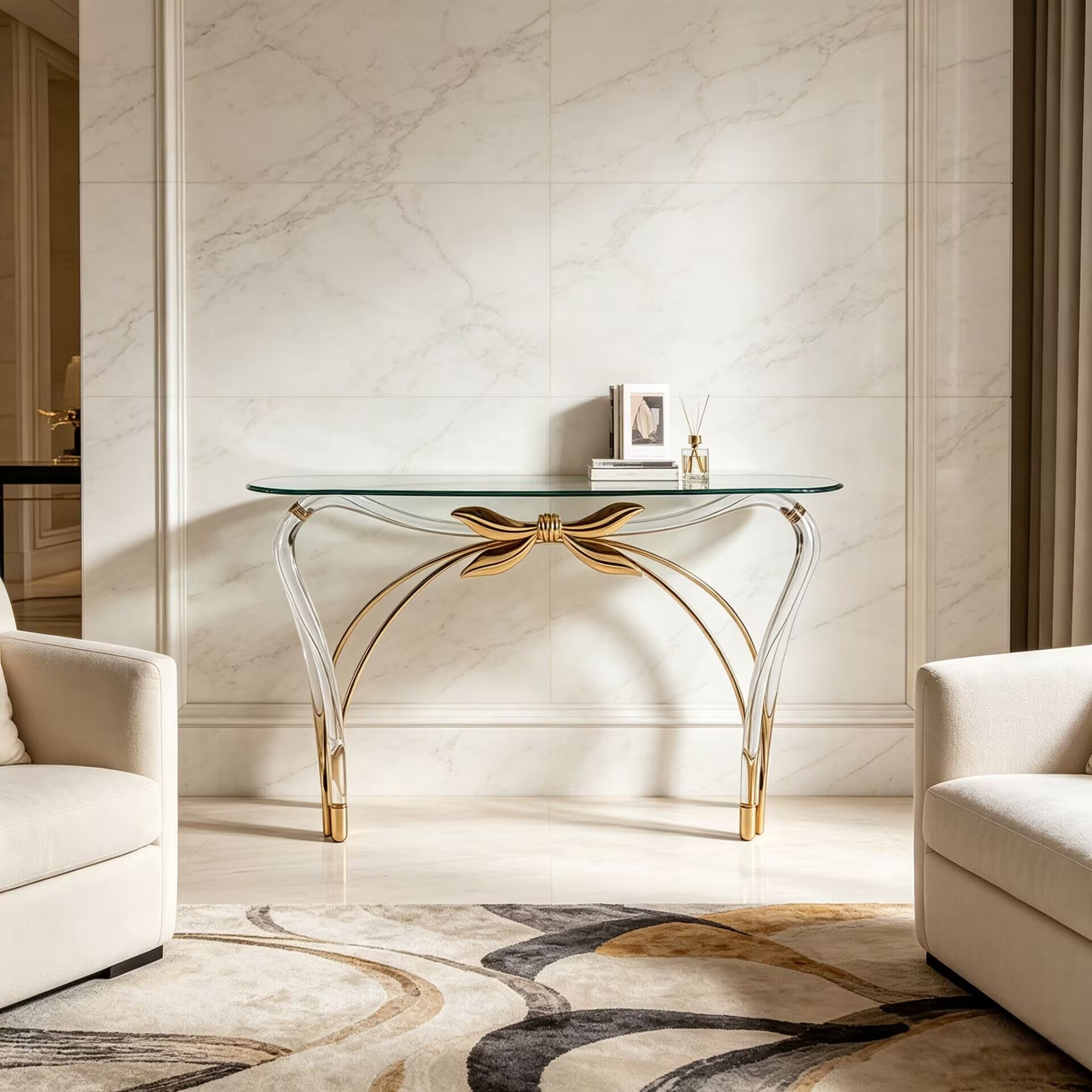 Living Room Luxurious Artistic Bow-Knot Acrylic Glass Console