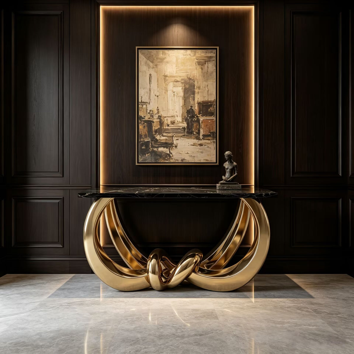 Italian-Style Unique Artistic Metal Designer Marble Customize Console