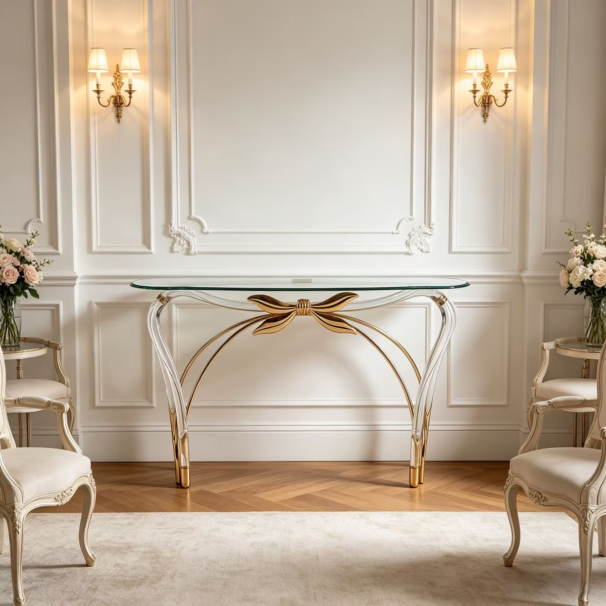 Living Room Luxurious Artistic Bow-Knot Acrylic Glass Console