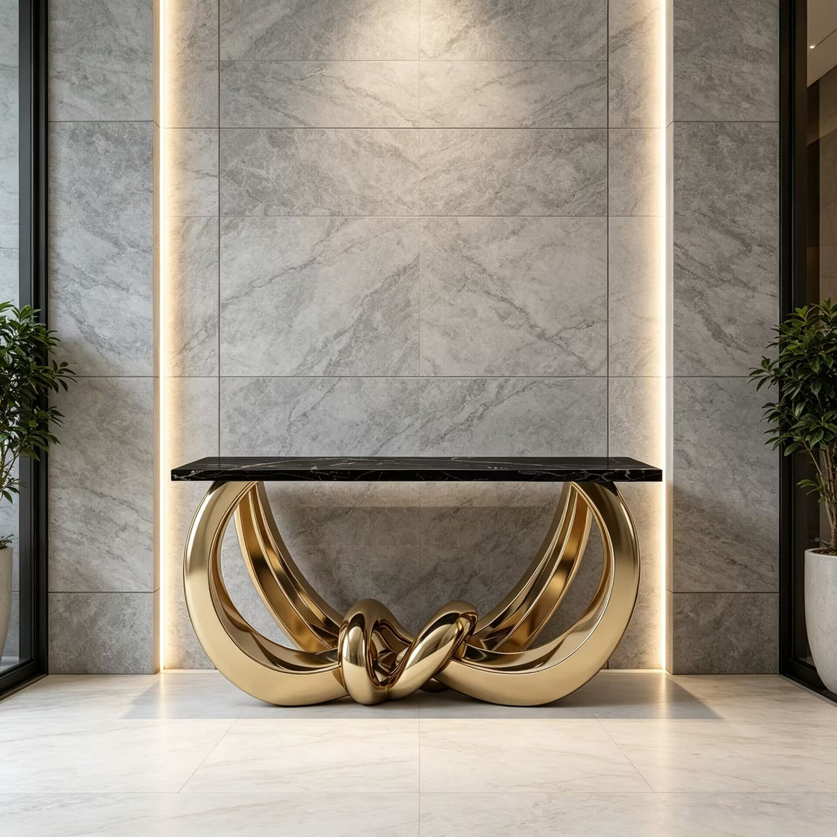 Italian-Style Unique Artistic Metal Designer Marble Customize Console
