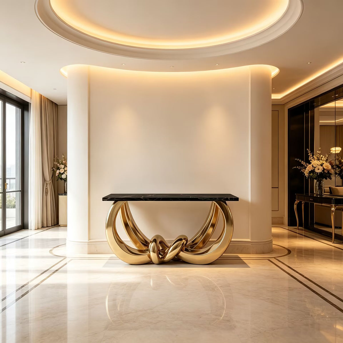 Italian-Style Unique Artistic Metal Designer Marble Customize Console