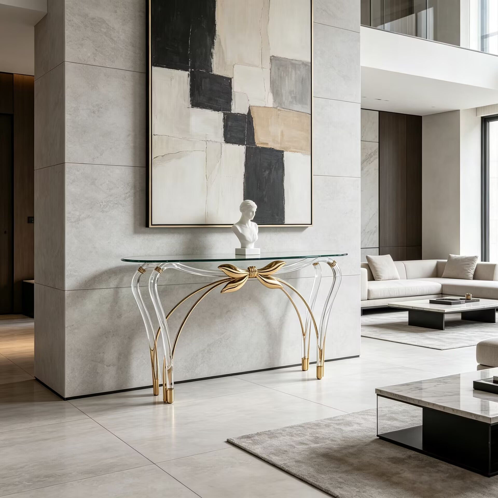 Living Room Luxurious Artistic Bow-Knot Acrylic Glass Console