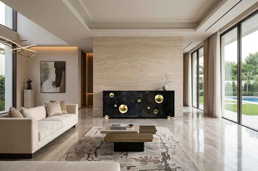 Constellation Luxurious Artistic Minimalist Solid Wood Metal Sideboard