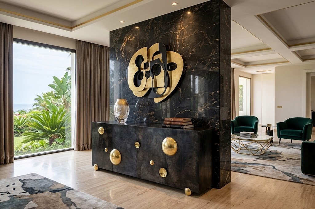 Constellation Luxurious Artistic Minimalist Solid Wood Metal Sideboard