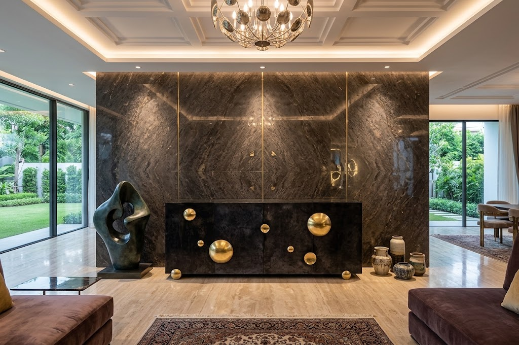 Constellation Luxurious Artistic Minimalist Solid Wood Metal Sideboard