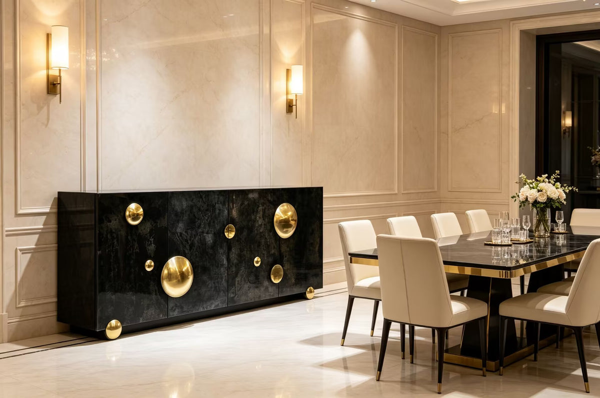 Constellation Luxurious Artistic Minimalist Solid Wood Metal Sideboard