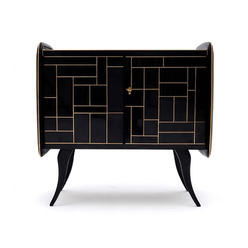 Villa Living Room High Quality Simple Solid Wood Black Gold Cupboard