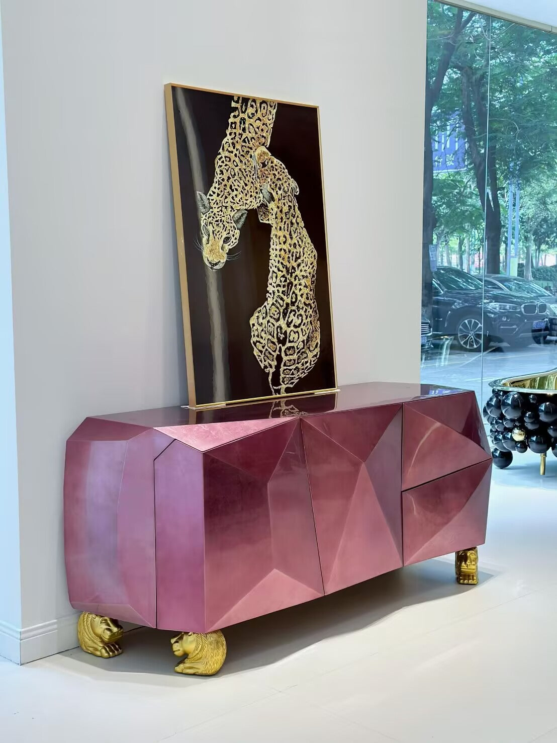 DIAMOND AMETHYST Light luxury solid wood irregular sideboard