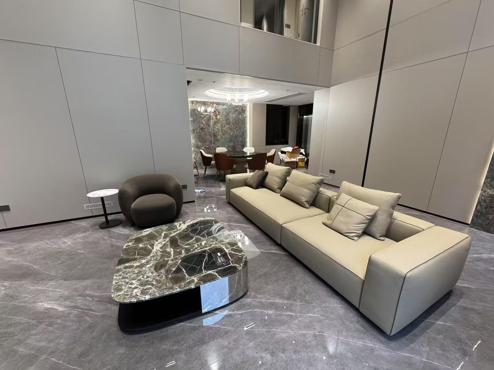 Diagramma Minimalist Marble Luxury Stainless Steel Coffee Table