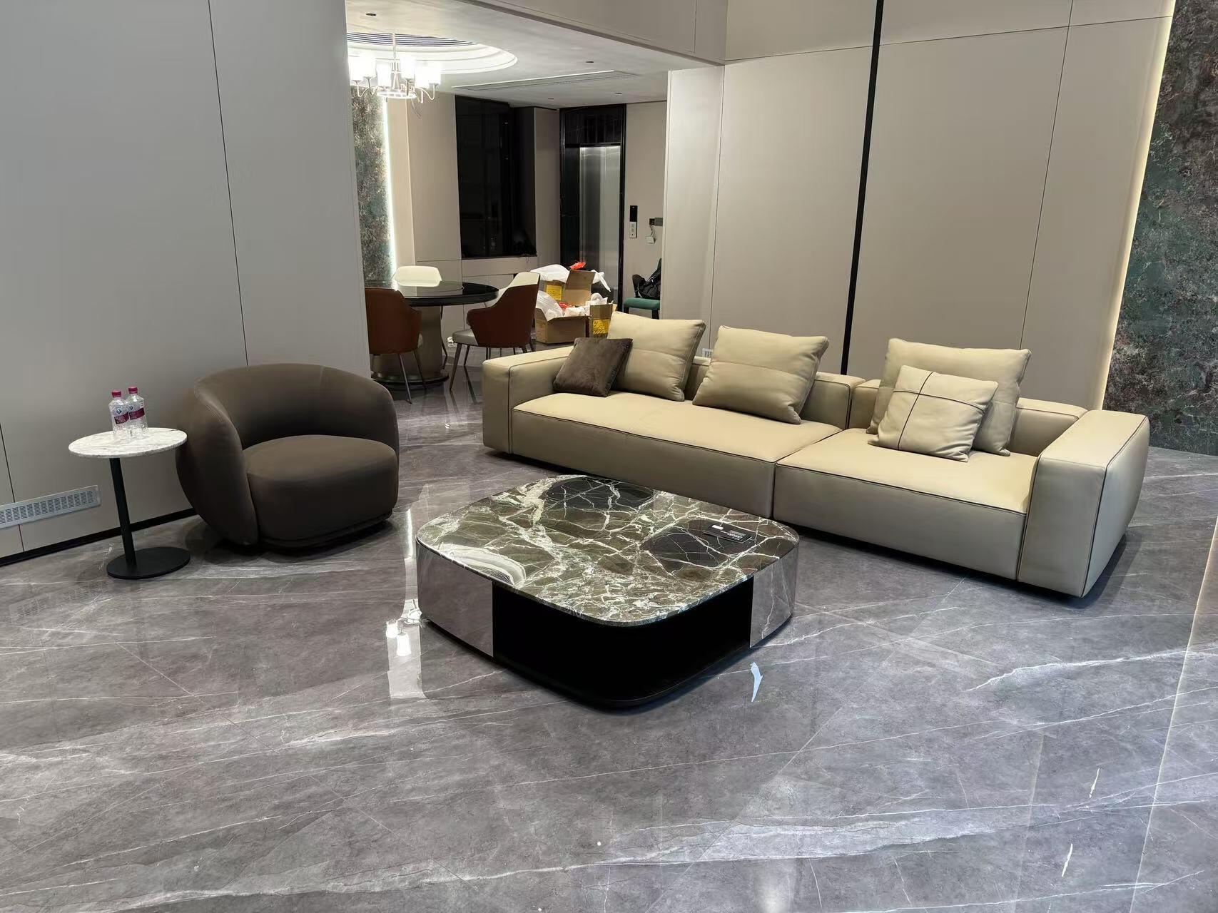 Diagramma Minimalist Marble Luxury Stainless Steel Coffee Table