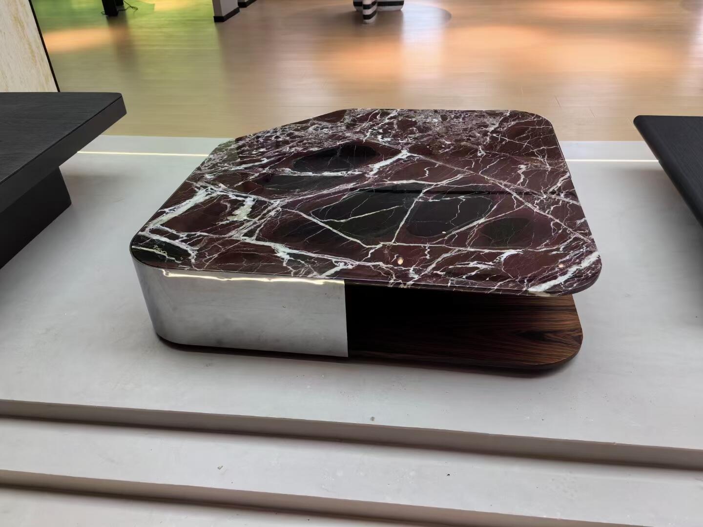Diagramma Minimalist Marble Luxury Stainless Steel Coffee Table