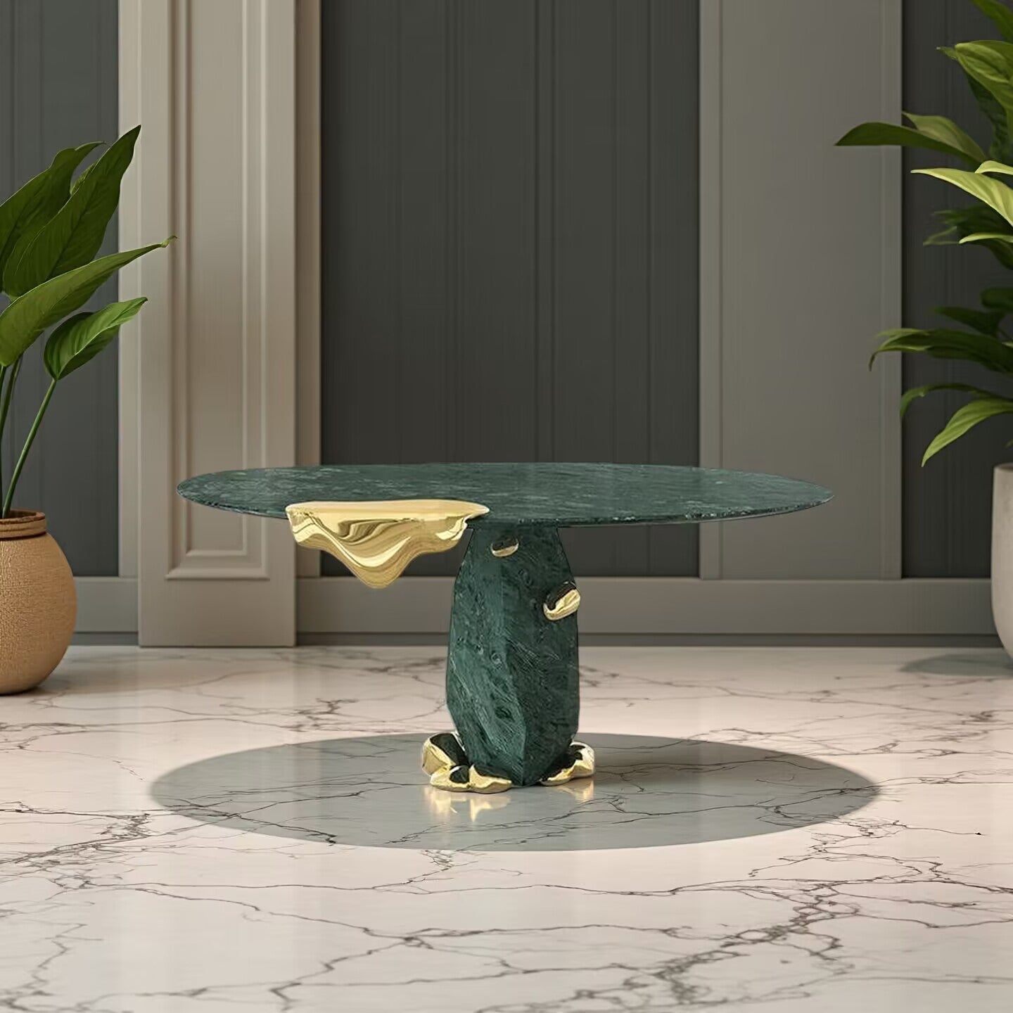 طاولة طعام دائرية رخامية فاخرة بتصميم عصري إبداعي من DIAMOND 