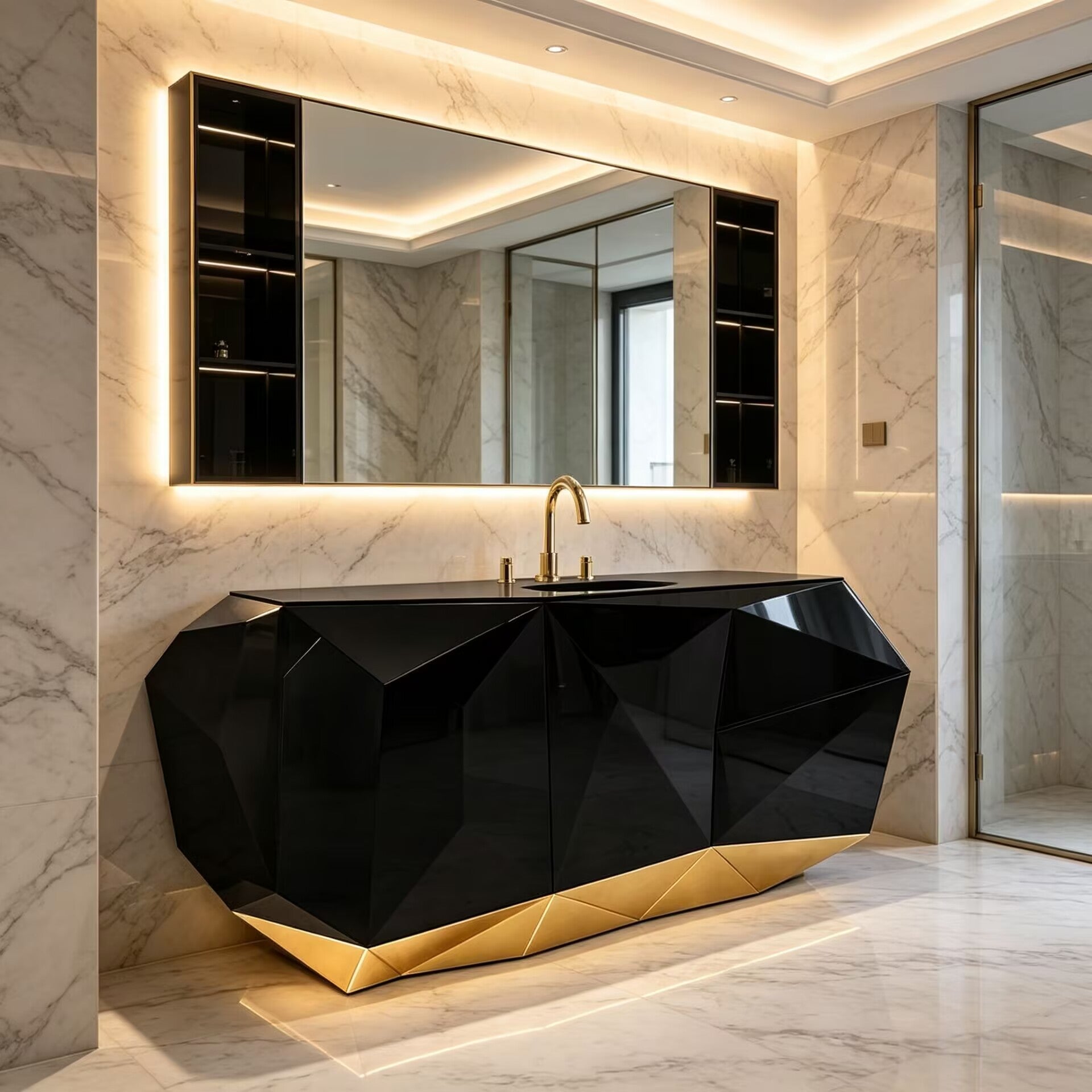 Diamond Villa Bathroom Luxurious Designer Solid Wood Washbasin
