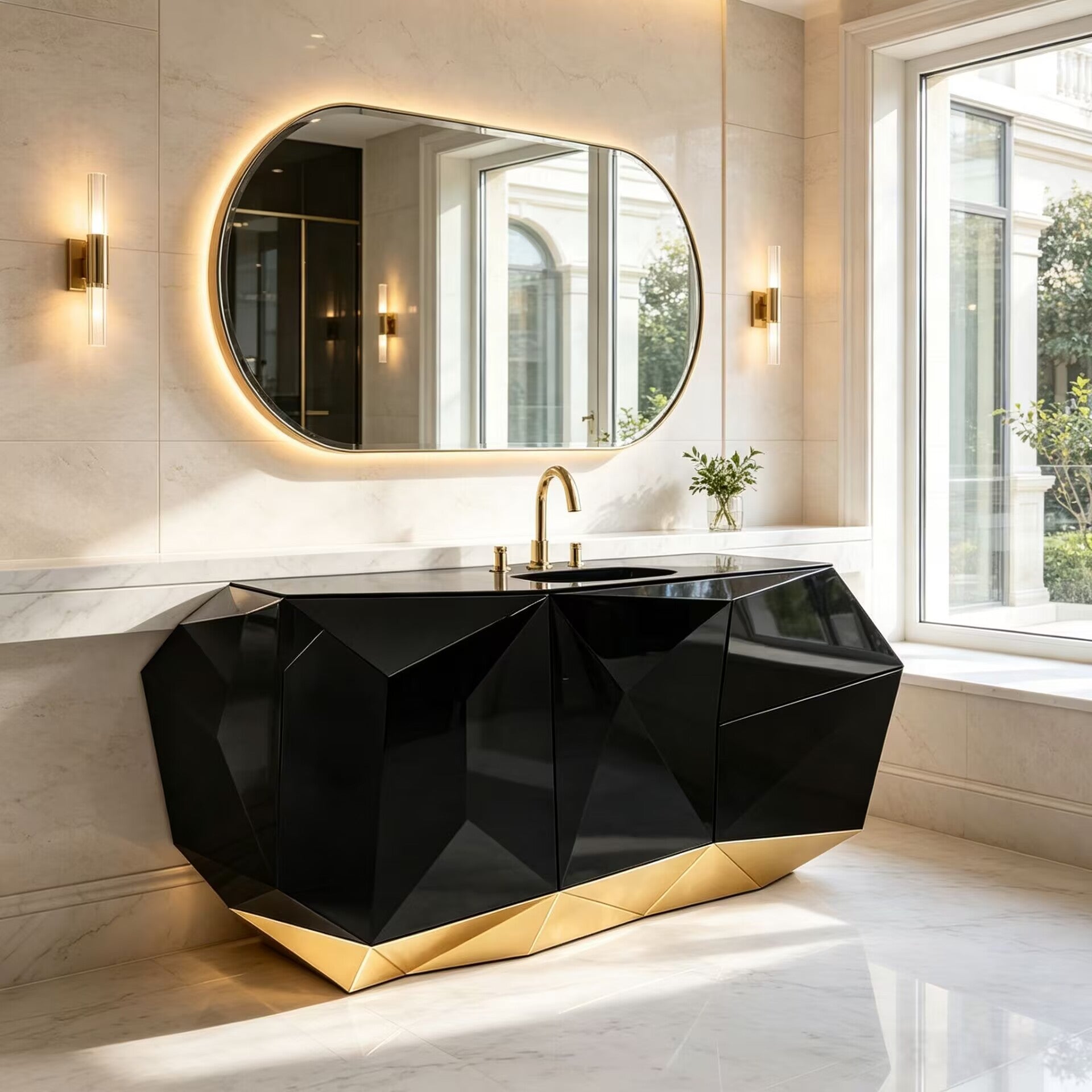 Diamond Villa Bathroom Luxurious Designer Solid Wood Washbasin