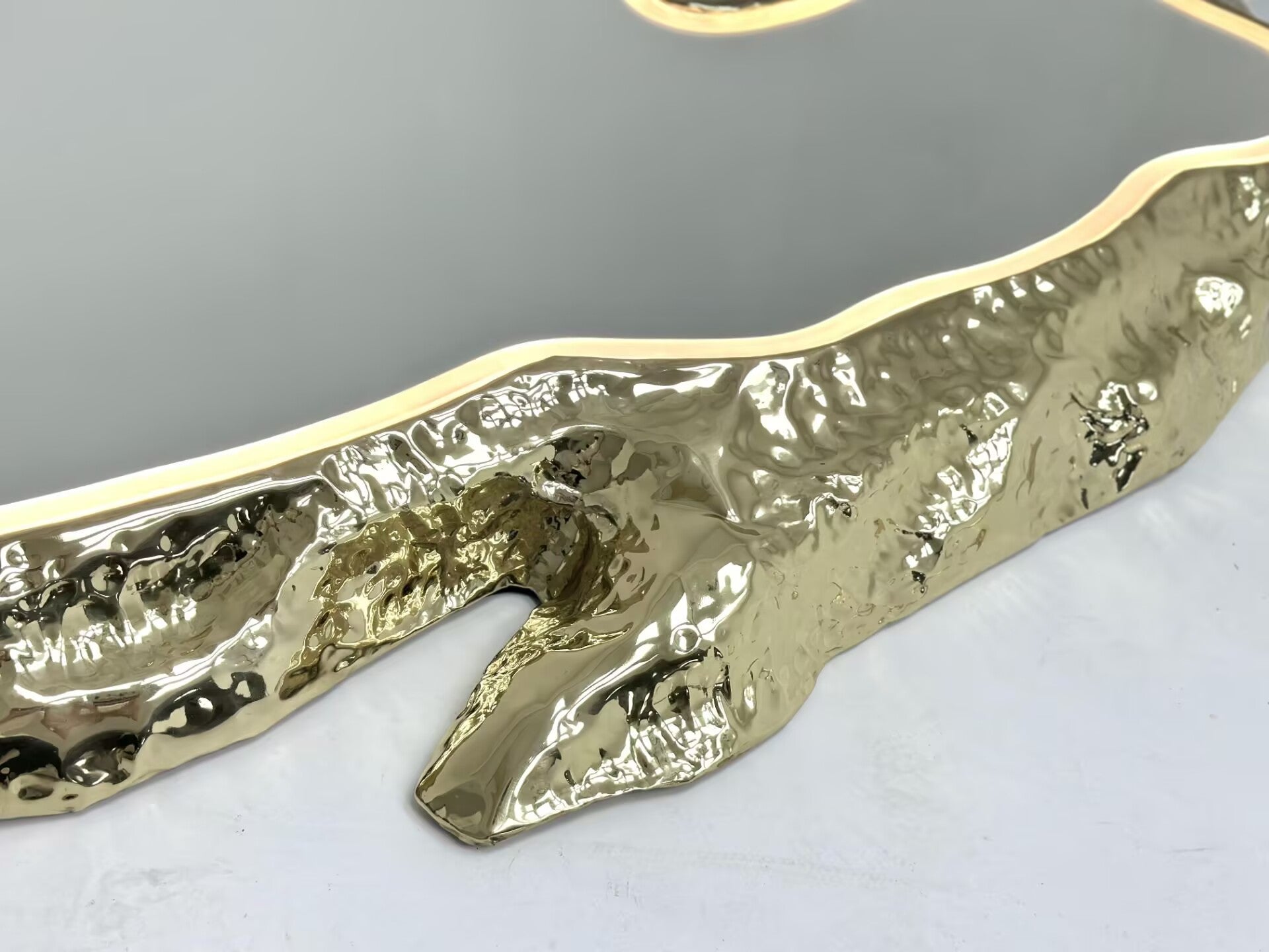Italian Upscale Irregular Wall-Mounted  Brass Decorative Mirror