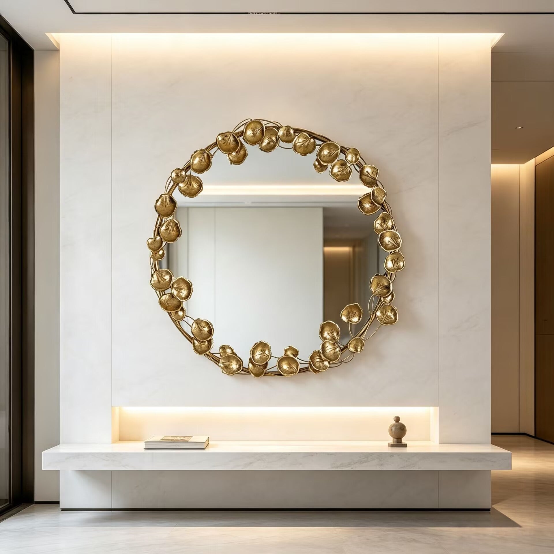 Villa Living Room Luxury Art Metal Engraving Decorative Mirror