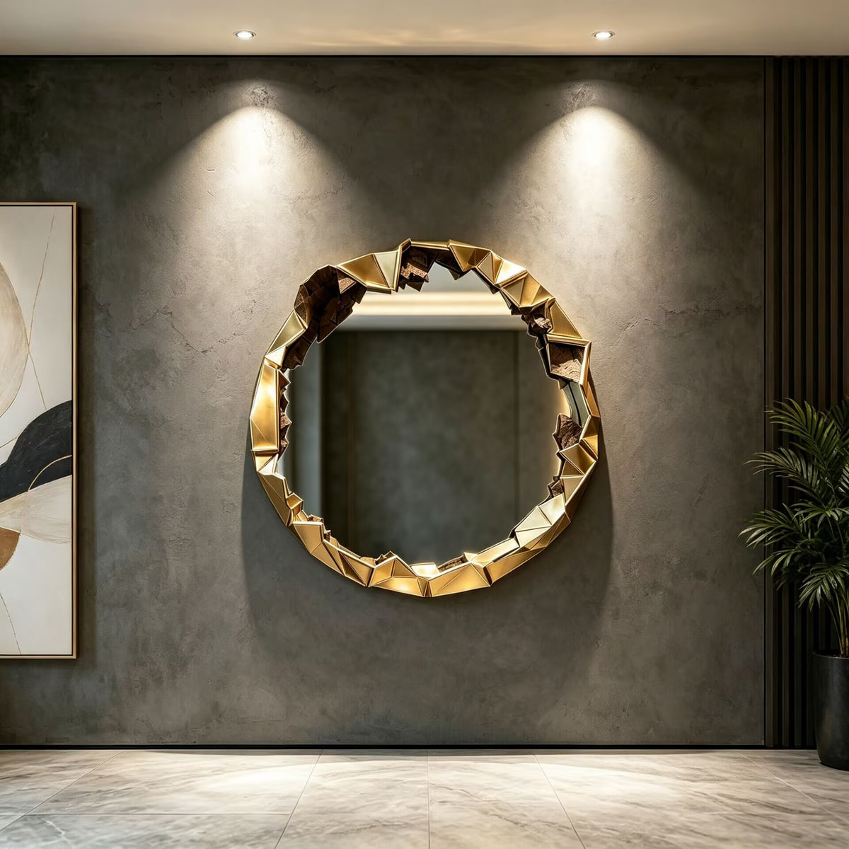 High-End Artistic Unique Irregular Luxurious Metal Decorative Mirror