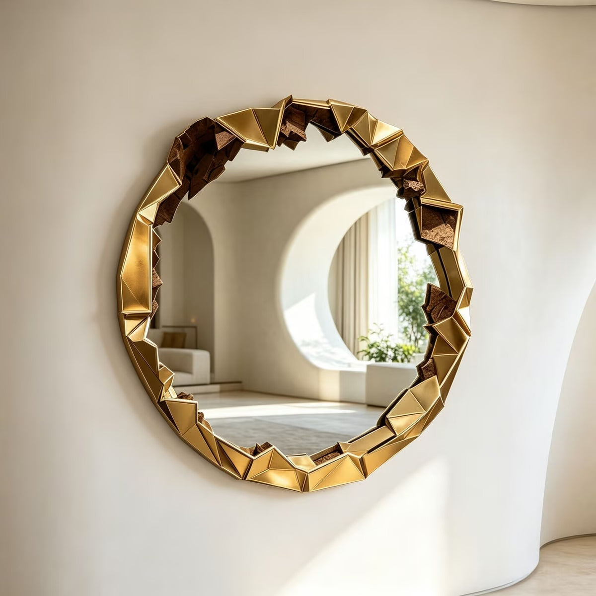 High-End Artistic Unique Irregular Luxurious Metal Decorative Mirror
