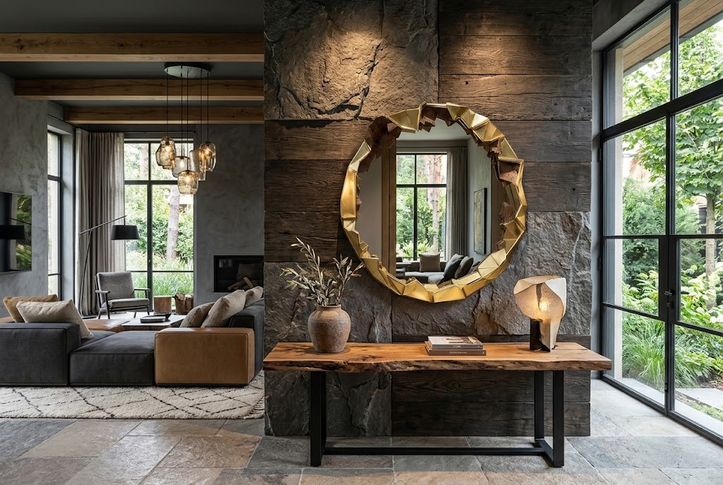 High-End Artistic Unique Irregular Luxurious Metal Decorative Mirror
