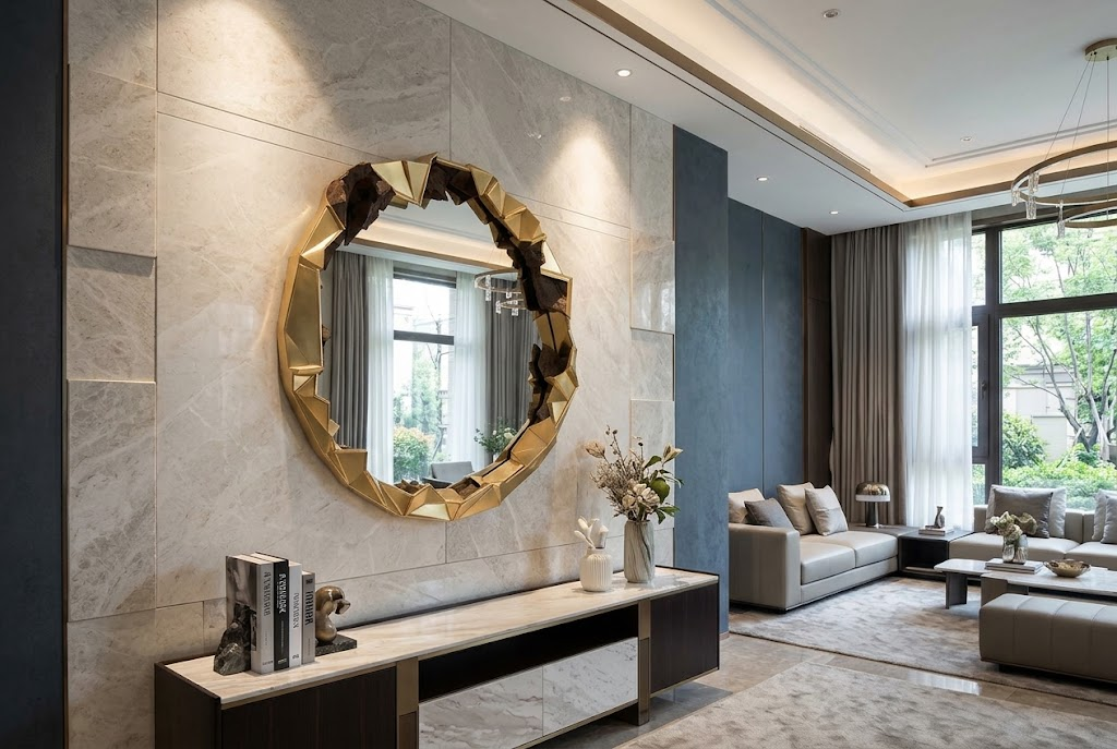 High-End Artistic Unique Irregular Luxurious Metal Decorative Mirror