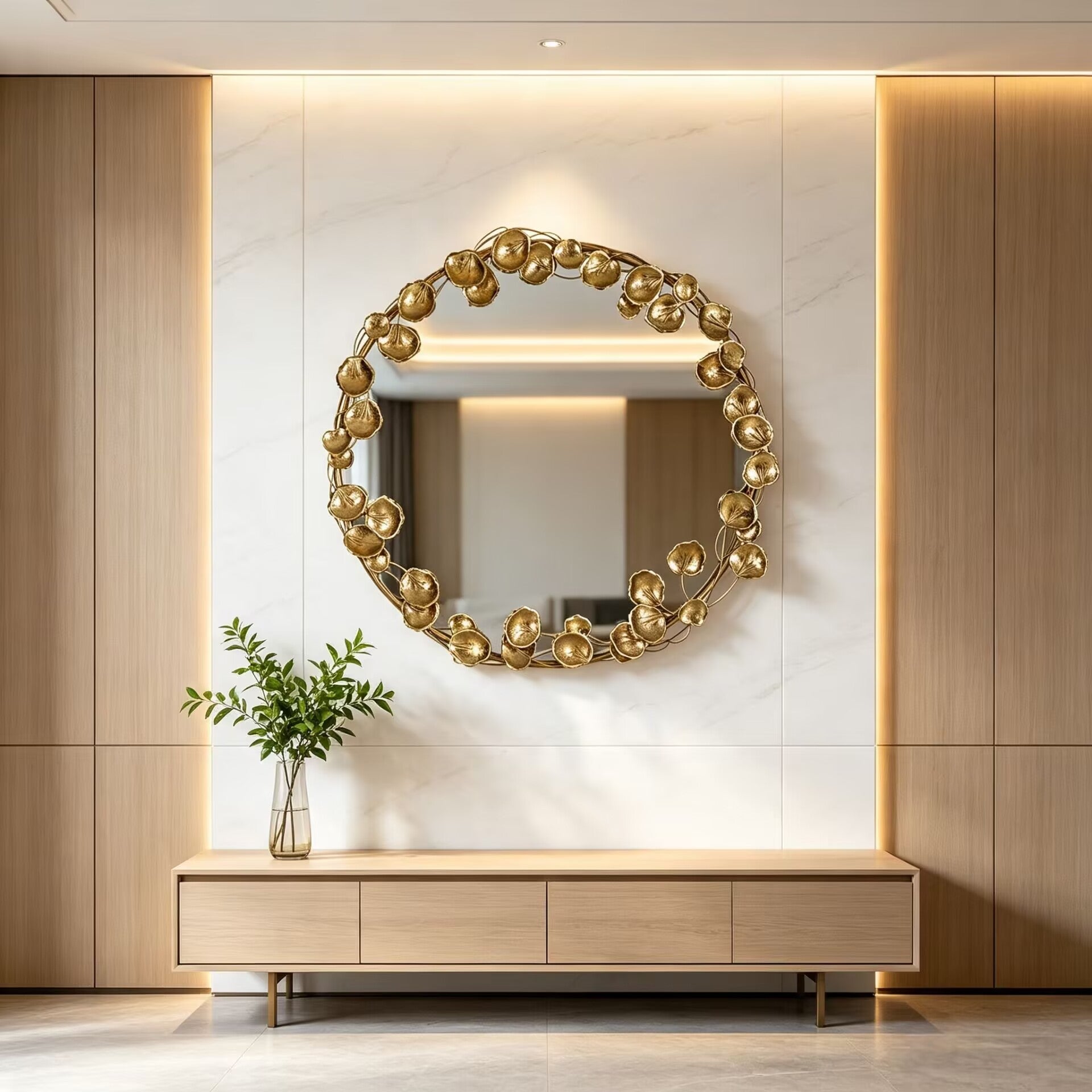 Villa Living Room Luxury Art Metal Engraving Decorative Mirror