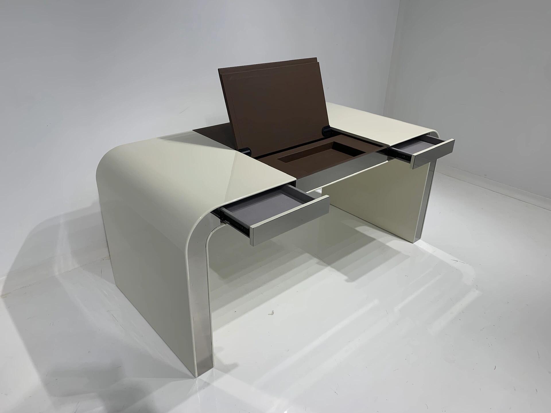Modern Simplicity Solid Wood Designer Genuine Leather Desk