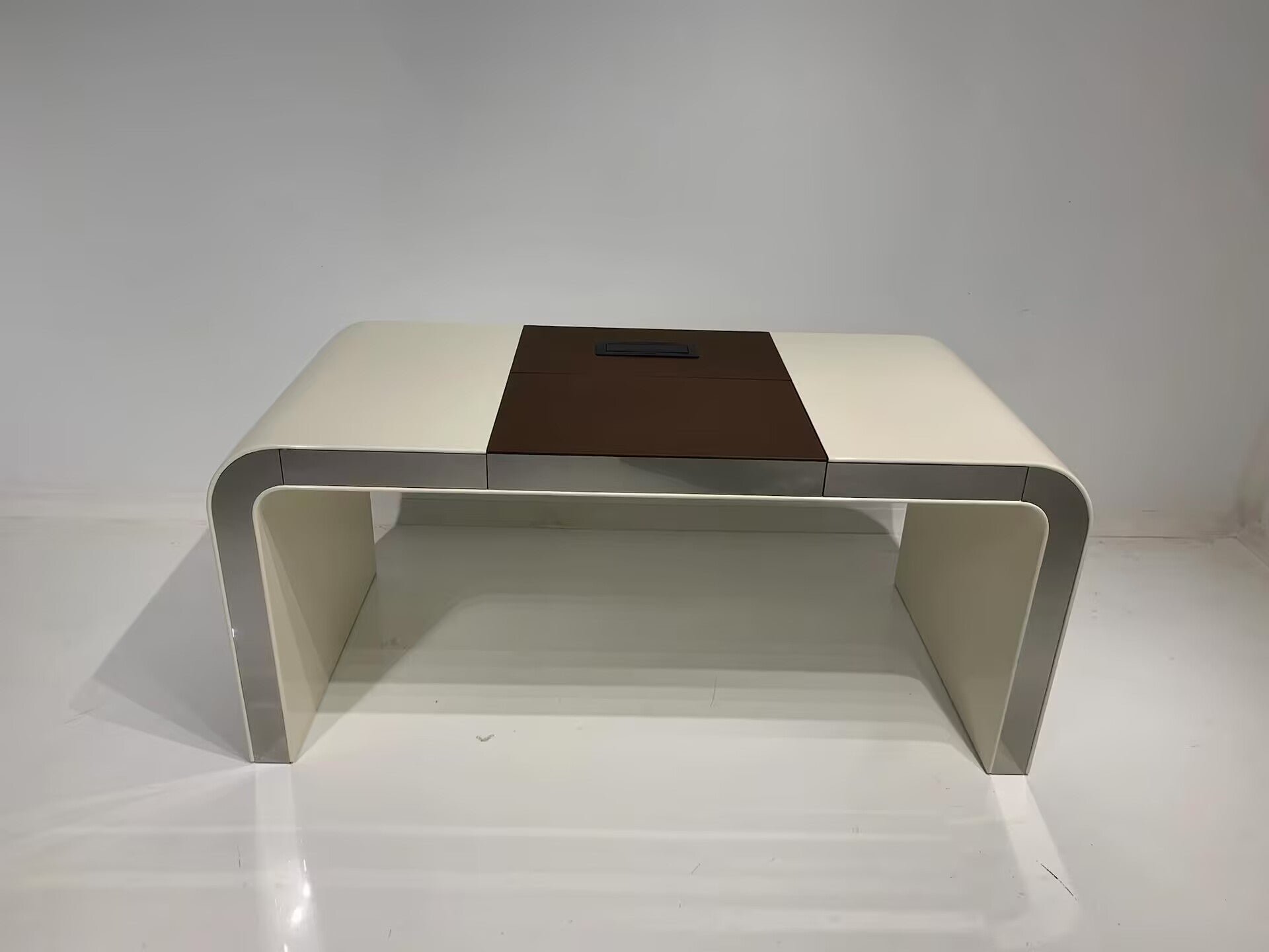 Modern Simplicity Solid Wood Designer Genuine Leather Desk