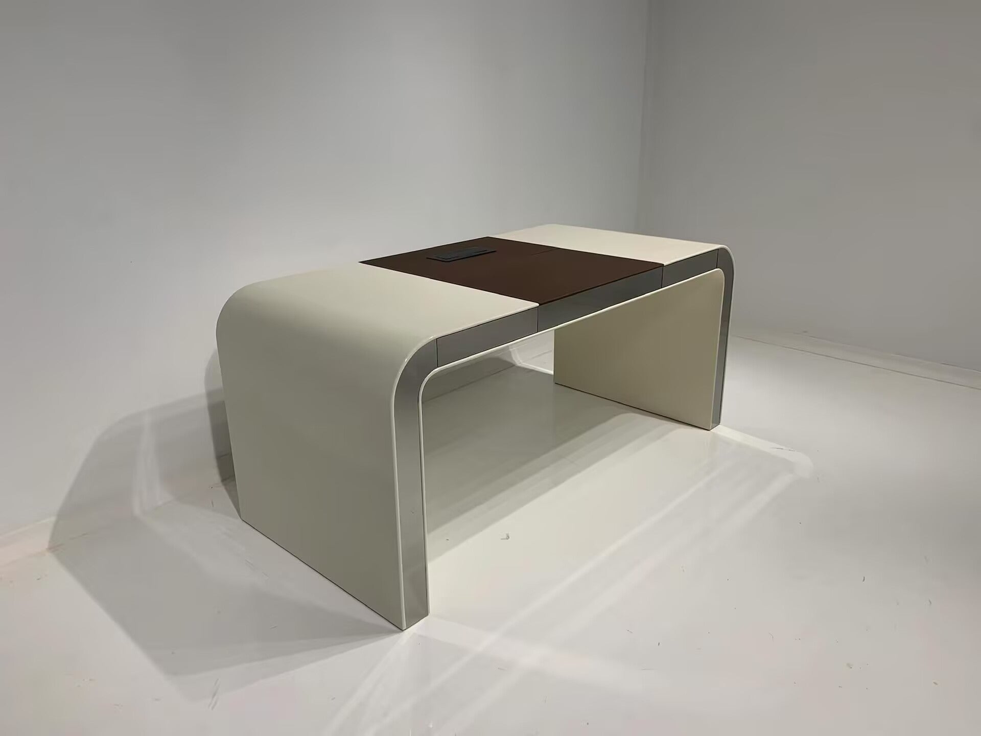 Modern Simplicity Solid Wood Designer Genuine Leather Desk