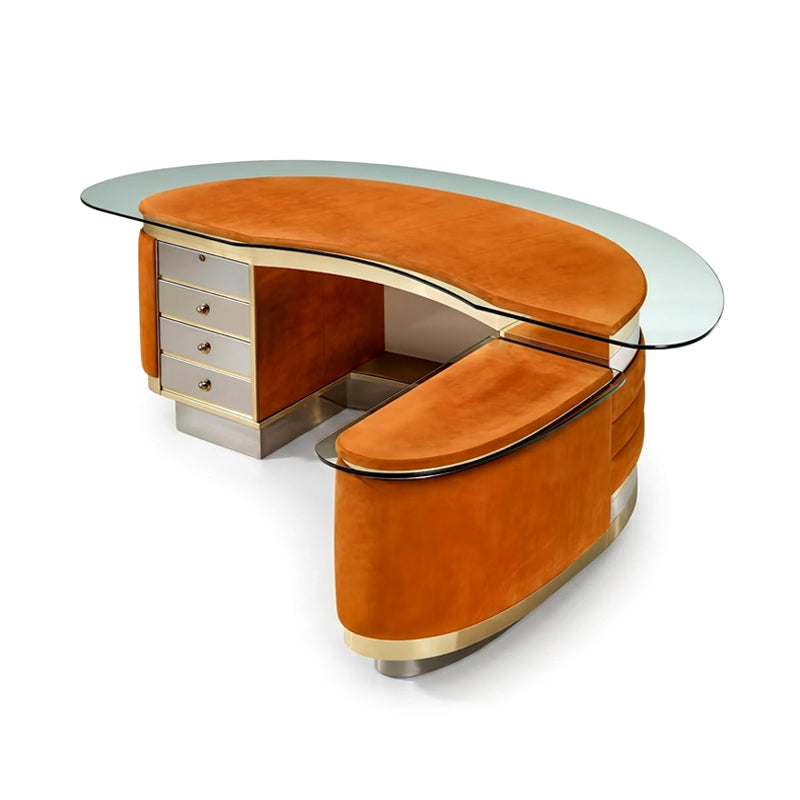 Modern Luxury Villa Office Minimalist Solid Wood Creative Curved Desk