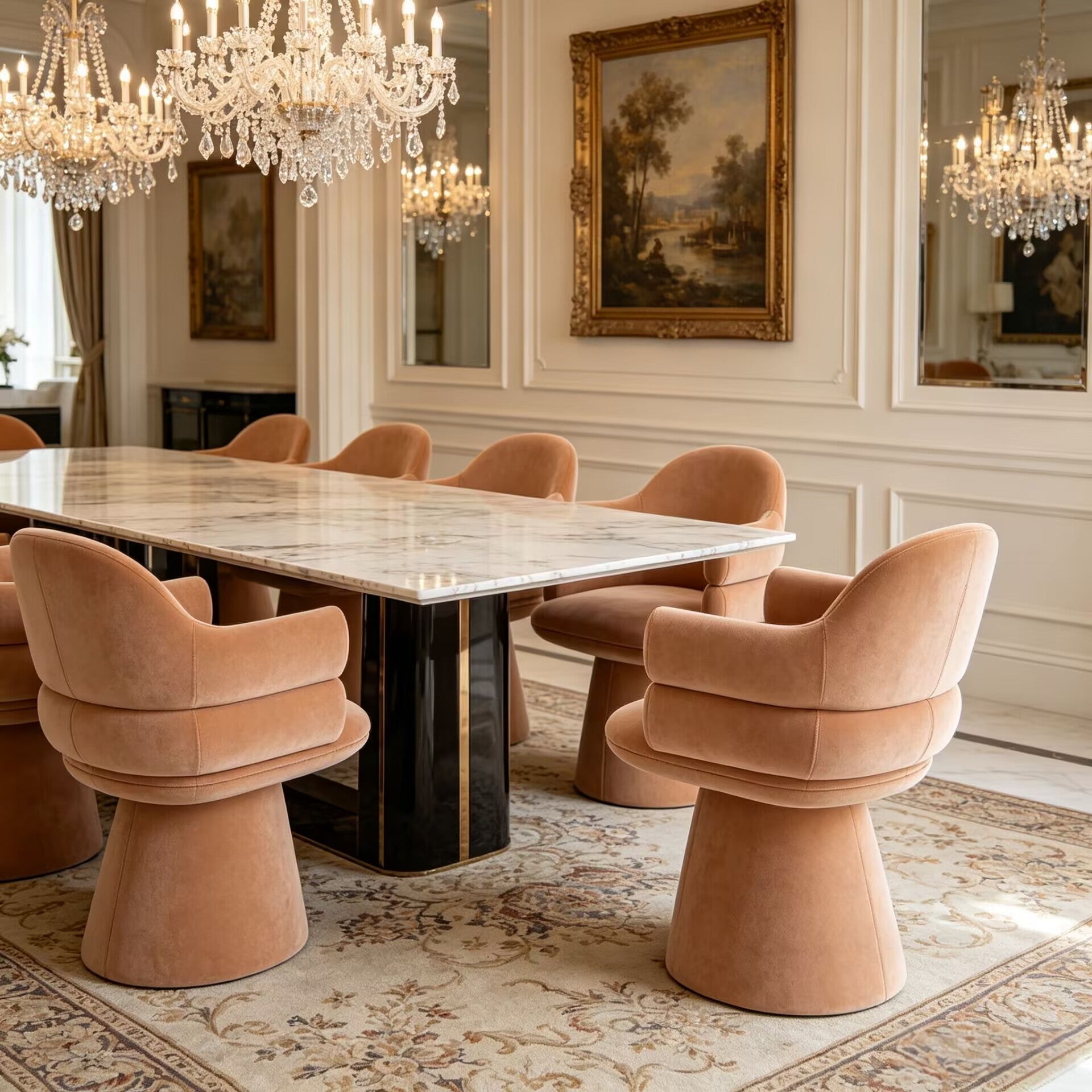 Luxurious Villa Upscale Solid Wood Customize Single Fabric Dining Chair