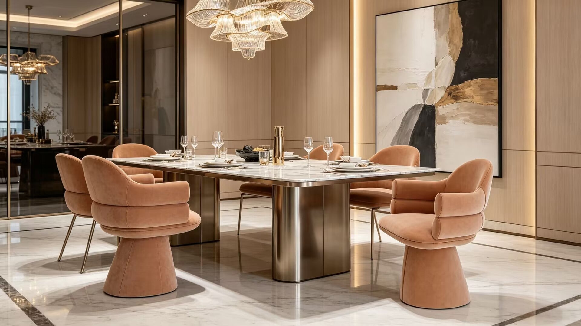 Luxurious Villa Upscale Solid Wood Customize Single Fabric Dining Chair