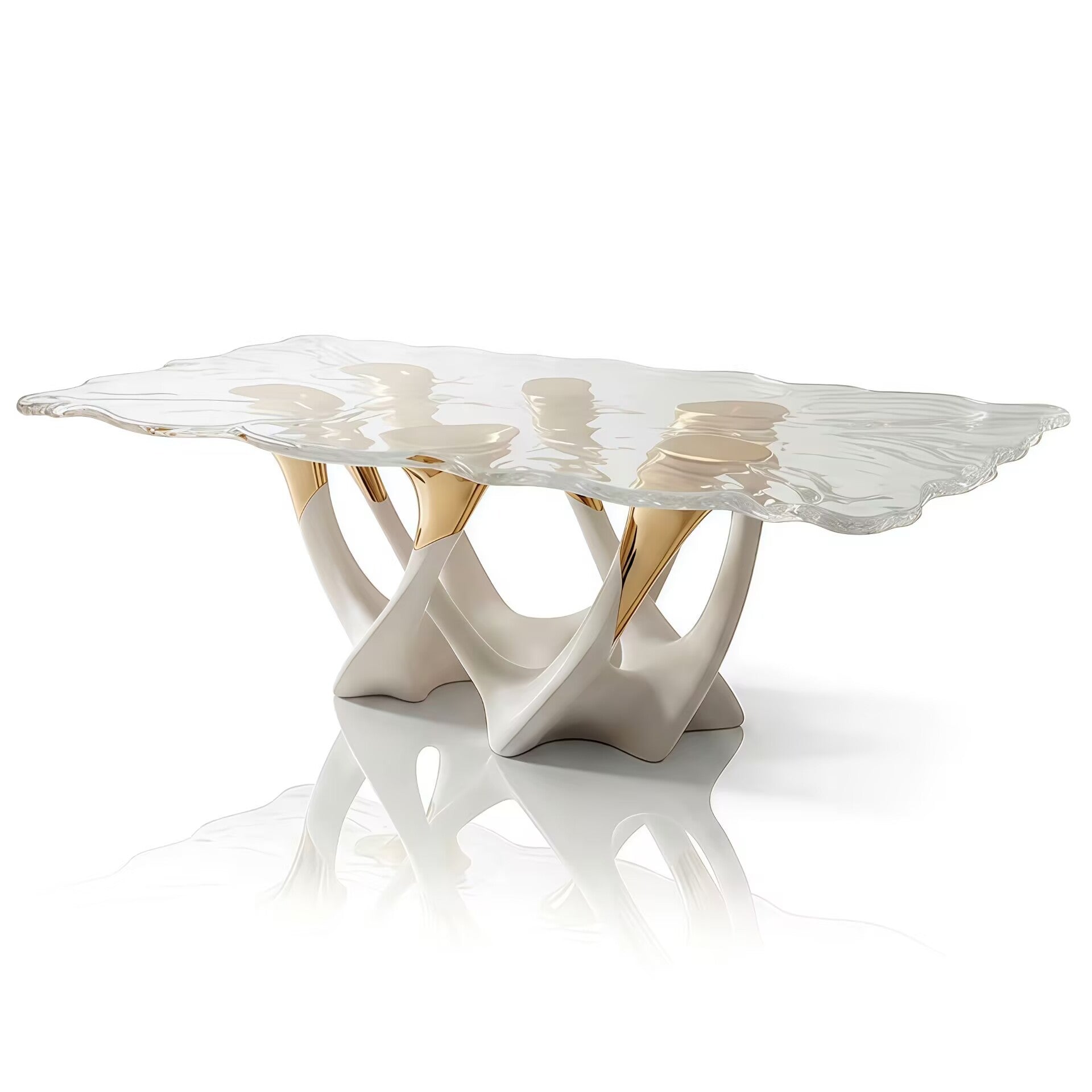 Luxury Unique Creativity Irregular Tempered Glass Dining Table