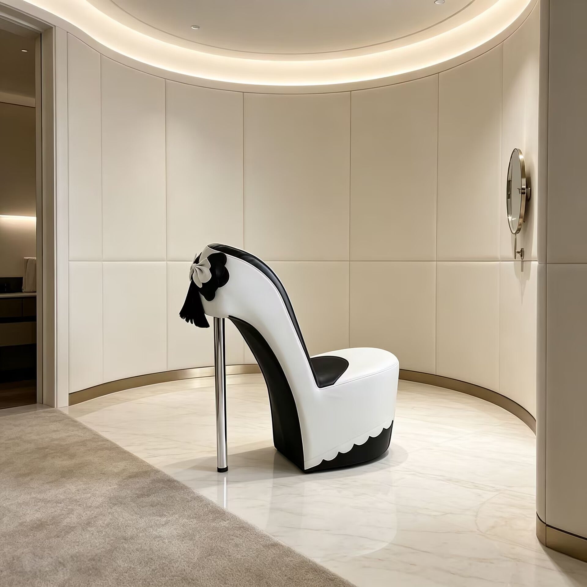 Luxurious High-End Bedroom Artistic Leather High Heel Dressing Chair