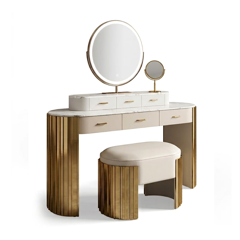 Bedroom Modern Artistic Irregular Metal Upscale Marble Dressing Table
