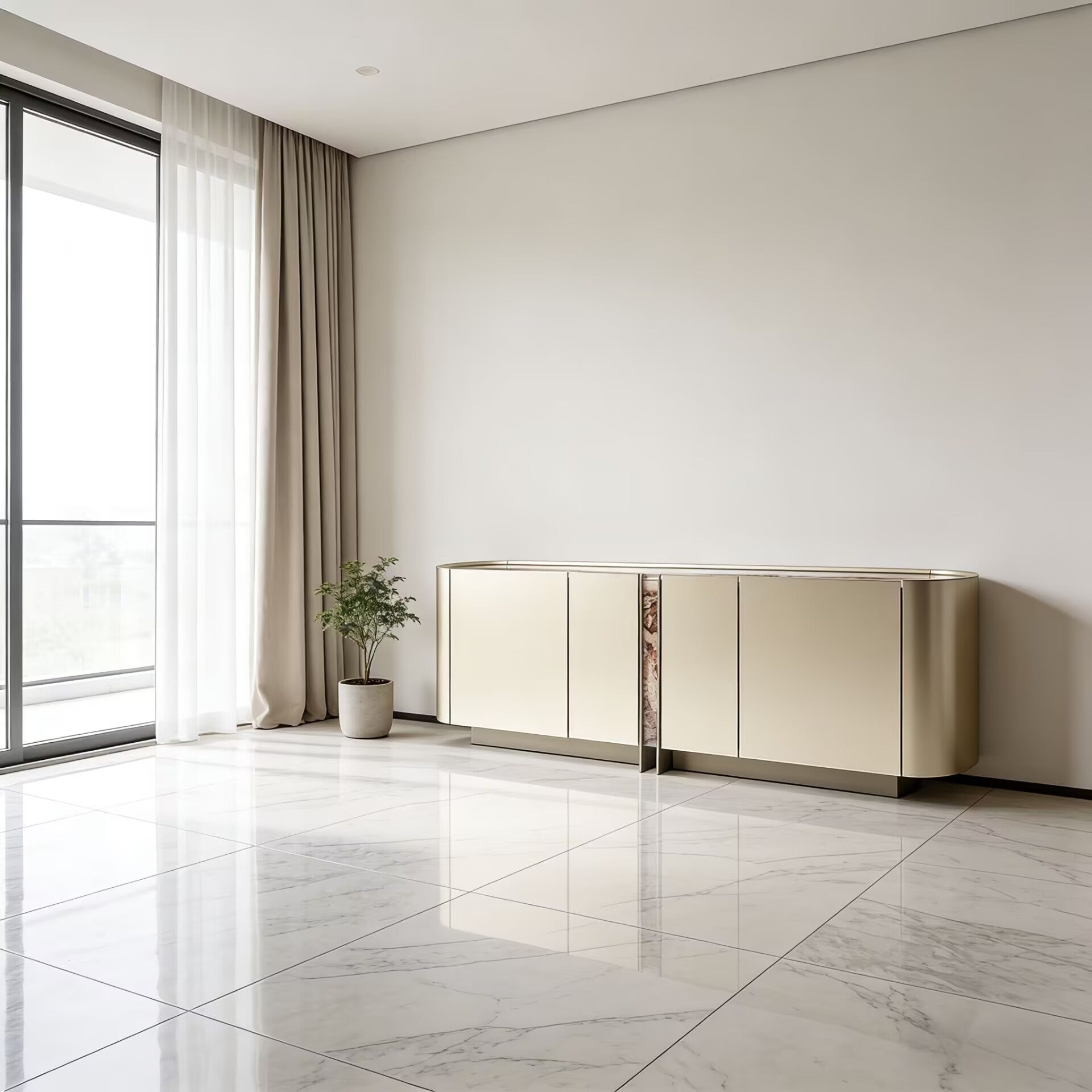 Dynasty Modern Artistic Marble Living Room Solid Wood Sideboard