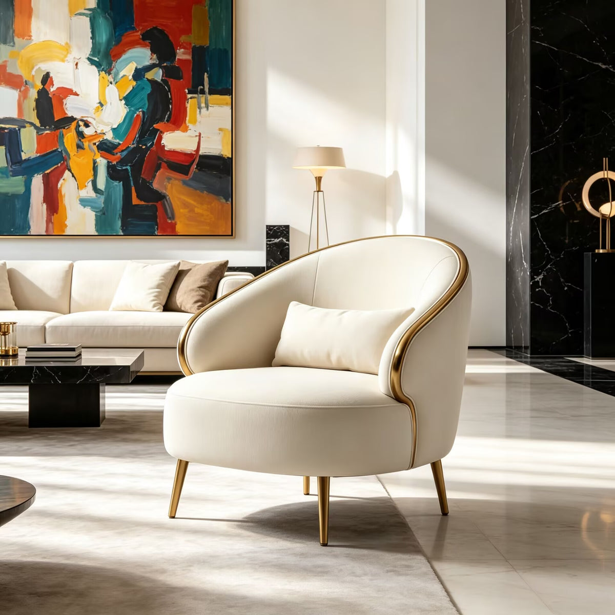 Elizaar Living Room Upscale Metal Creativity Minimalist Fabric Sofa Chair