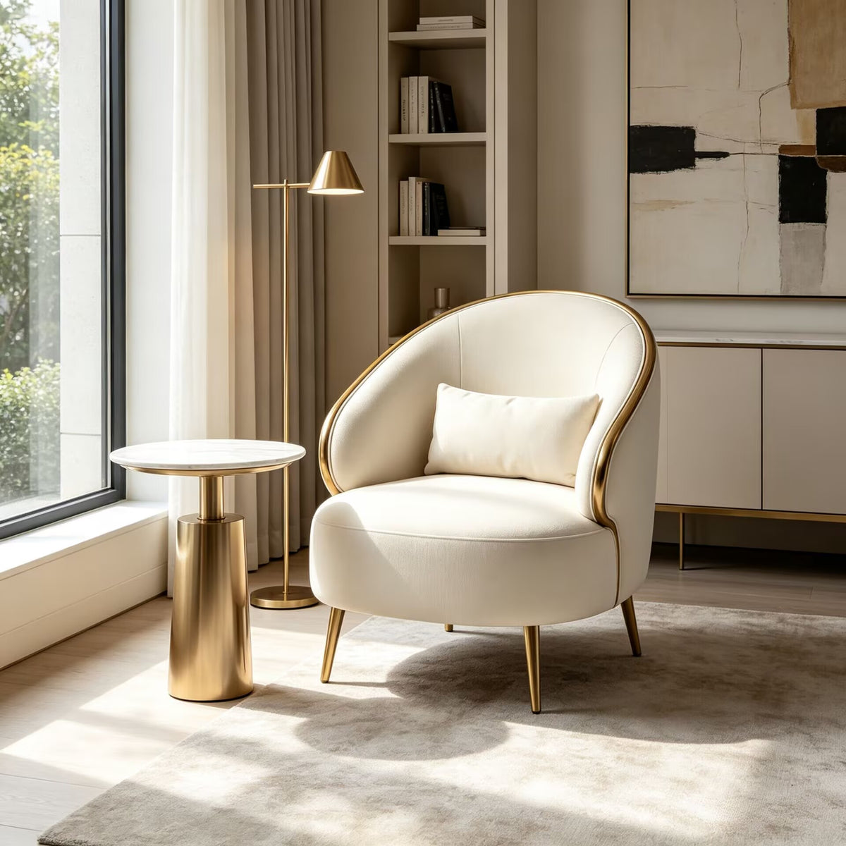 Elizaar Living Room Upscale Metal Creativity Minimalist Fabric Sofa Chair