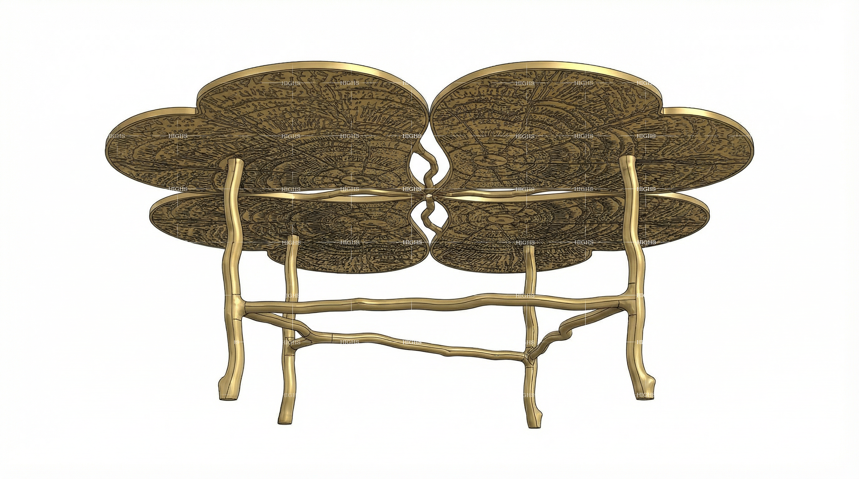 Eternal Clover New Designer Gold Four Leaf Clover Art Coffee Table