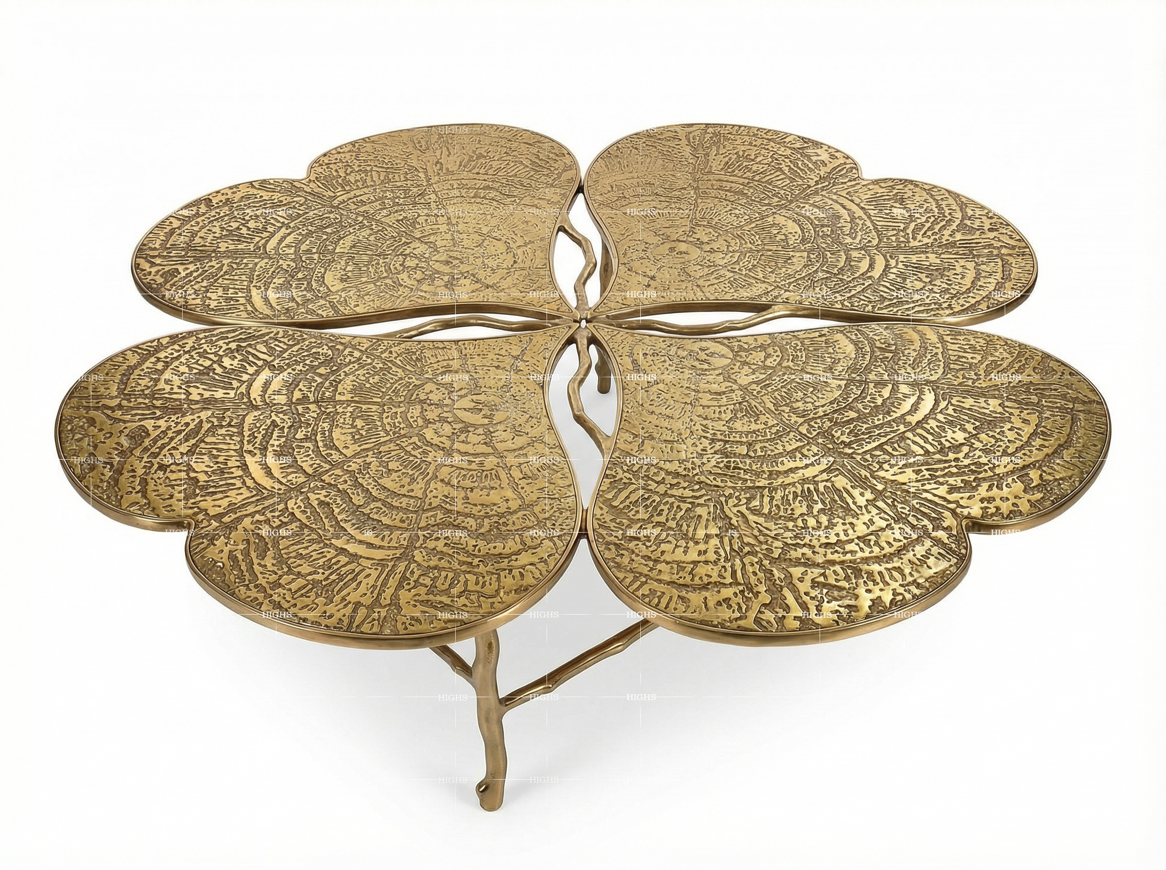 Eternal Clover New Designer Gold Four Leaf Clover Art Coffee Table