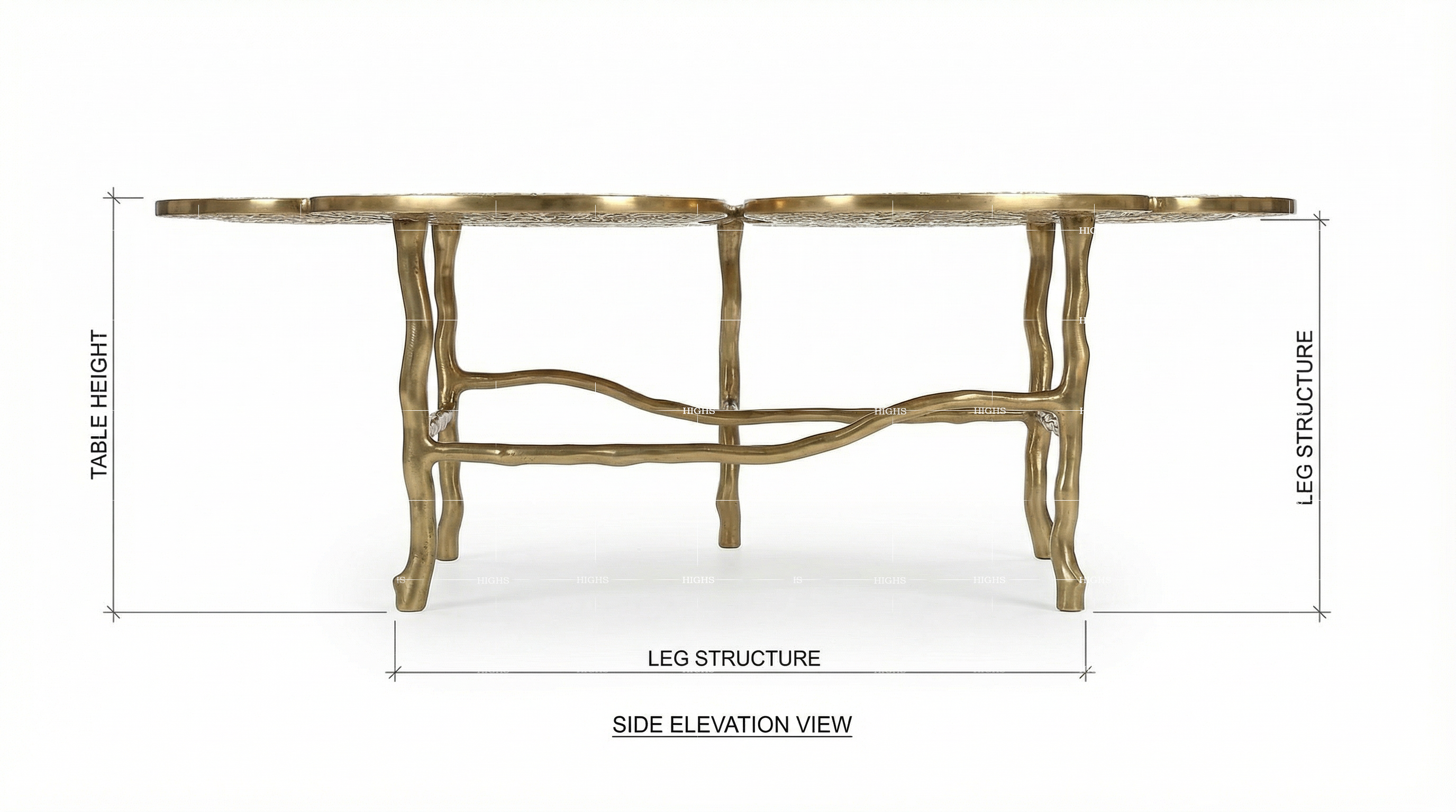 Eternal Clover New Designer Gold Four Leaf Clover Art Coffee Table