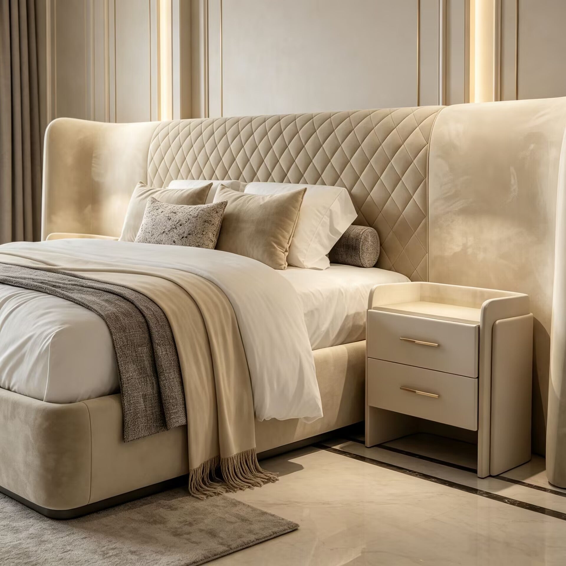 Eagle Wing Villa Bedroom Luxurious Fabric Widescreen Double Bed